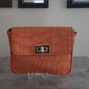 Beymen Club Croc Embossed Chain Crossbody Bag Orange